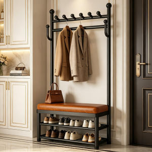 HUIXIONGKANLAN | Multipurpose Hallway Bench with Coat Hanger and Shoe Rack