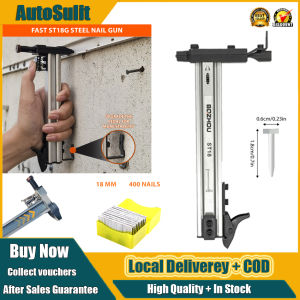 Nail Gun Manual Staple G-un Heavy Duty - Steel Nailer For Cement Walls/Woodworking W/ Safety Lock Multi-Purpose DIY Tool