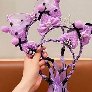 Bando Sanrio Kuromi Kuping Braided Hairband Sweet Korean Style / Kawaii Bando Kuromi Kepang Panjang