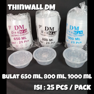Thinwall Bulat DM 650 ml Isi 25 Pcs / Anti Pecah / Thinwall DeeMak / ROU