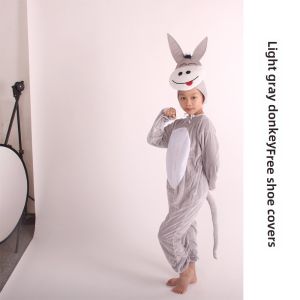 June 1 Kids Animal Cartoon Performance Gray Little Donkey Shape Brown Dance Matching Costume Hat Suit