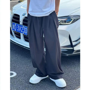 กางเกงลำลองชายผ้าไหมน้ำแข็งสไตล์อเมริกันแห้งเร็ว กางเกงขายาวทรงหลวมขาบานบาง สไตล์ฤดูร้อน CleanFit ทรงตรง กางเกงขายาวผ้าโพลีเอสเตอร์