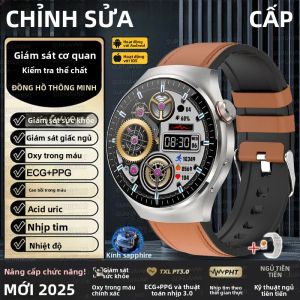 Đồng Hồ Thông Minh Mới 2025 Theo Dõi Sức Khỏe Màn Hình HD Gọi Bluetooth ECG+PPG Theo Dõi Axit Uric Mỡ Máu Oxy Cho Nam Giới - Màn Hình AMOLED 1.43 Inch
