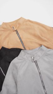 Áo khoác áo khoác da lộn khóa cổ cúc bấm boy phố trẻ thời trang form chuẩn