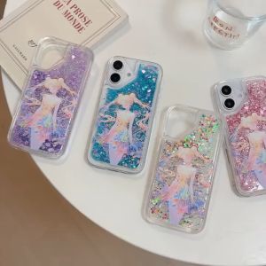 Case for Huawei Pura 70 Ultra P60 P50 P40 Pro P30 Lite Mate 60 50 40 30 20 Pro 20X Nova 12 11 10 Pro 8 7 SE 7i Sailor Moon Glitter Flowing Quicksand Soft TPU Phone Cover