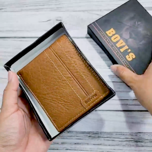 กระเป๋าสตางค์ผู้ชาย หนังแท้ ดีไซน์เรียบหรู พร้อมกล่อง ช่องใส่บัตรหลายช่อง ช่องใส่รูป ช่องใส่ธนบัตร 2 ช่อง พร้อมช่องซิปใส่เหรียญ