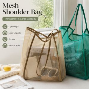 Mesh Beach Bag Lightweight Breathable & Quick-Dry Travel Tote for Beach Trips Outdoor Activities and Storage of Towels Toys