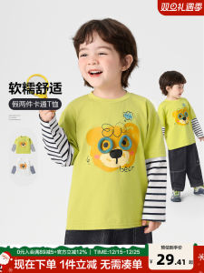 RightEuro Boys Long Sleeve Cartoon T-Shirt Outdoor Style Spring Autumn Casual Loose Fit Baby Kids Upper Wear Comfortable