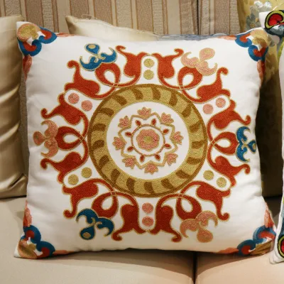 Nordic Embroidery Pillow Floral Pattern Sofa Cushion Cover Bedroom Living Room Back Support Large Seat Cushion