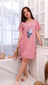 baju tidur daster wanita NB terbaru bahan kaos tebal bordir Motif Bear Murah Lebay