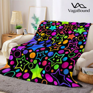 Rainbow Star Flannel Blanket Warm Soft Halloween Christmas Decorative Couch Warm Cozy All-Season Gift
