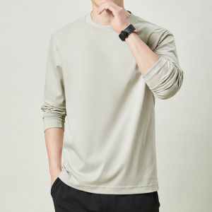 Áo Thun Cổ Tròn Dài Tay Màu Trơn Thường Ngày Áo Thun Nam Tay Dài Thường Ngày Mùa Hè 2025 Áo Thun Cotton Pha Trộn Thoải Mái
