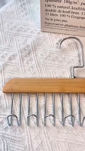 Multifunctional Solid Wood Hanger Hook Women Storage Bra Hanger Home Belt Hanger Durable 8 Hook Rack Closet Clothes Organizer