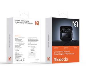MCDODO HP3290 Digital Display Wireless Earbuds Bluetooth 5.3 TWS Earphones With Silicone Lanyard IPX4 Waterproof