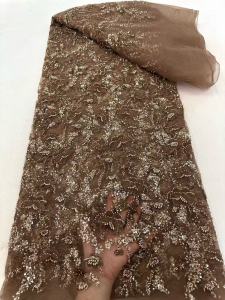 Luxury Hot Sale African French Tulle Lace Fabric 2026 High Quality Beaded Nigerian Sequins Lace Fabric for Wedding Dress Sewing