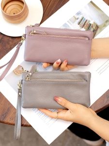Mini Leather Coin Purse Womens Three-layer Zipper Wallet Simple Stylish Key Holder Handbag Youth Fashion Summer New Arrival