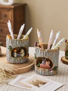 Creative Cute Cartoon Pen Holder Office Supplies Desktop Storage High-End Decoration Birthday Gift for Girls Small Decorative Item