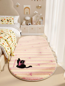 Princess Style Bedside Carpet Pink Fluffy Non-Slip Floor Mat Easy Care Childrens Bedroom Master Bedroom Entrance Rug