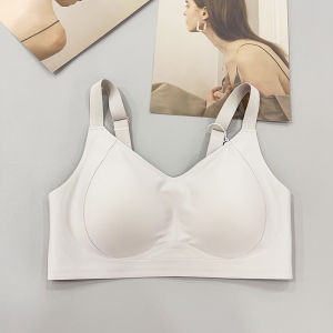 Ladies Sports Bra Wireless Seamless Anti Shake Lift Underwear Youth Female One Piece Nylon Fabric V-Neck Back Three Row Buckle