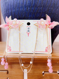 Princess Style Childrens Hair Accessories Girls Ancient Chinese Floral Tassel Hair Clip Toddler Girls Brow Chain Hair Decor