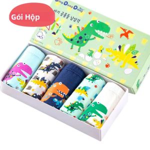 Quần Lót Trẻ Em Hình Tam Giác Cotton Họa Tiết Khủng Long Quần Lót Bé Trai 5/10 Miếng Bộ Thoáng Khí Mềm Mại Quần Lót Trẻ Em Phong Cách Châu Âu