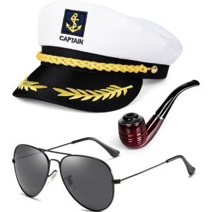 Sailor Hat for Adults – Captain Hat Costume Accessory for Men and Women Ideal for Halloween Cosplay Yacht Parties