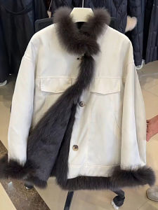 XUECAIQI | Fur-trimmed Winter Coat for Women Plush-lined Thickened