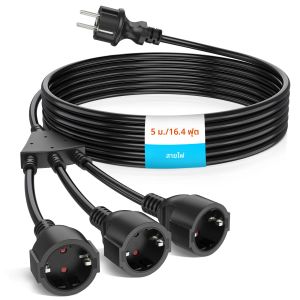 1 ถึง 3 WAY EU สายไฟขยายสายไฟป้องกัน Contact ปลั๊กหญิงซ็อกเก็ตสายไฟ 250V สําหรับ PC คอมพิวเตอร์