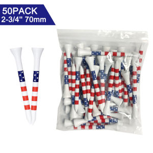 50pcs American Flag Style Durable Bamboo Golf Tees Of (3-1/4 & 2-3/4)  Length Golf Ball Holder Golf Training Practice tees