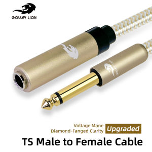 GOLLEY LION 1/4" to 1/4" TS Male to Female Cable Silver Plated 6.35mm Mono Extension Audio Cable for Amplifier SpeakerGuitar