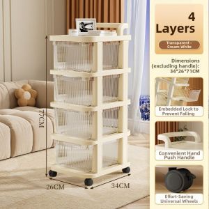 Table Under Multi-Function Mobile Storage Cabinet Drawers