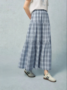 SEIFINI | Plaid Color-blocked A-line Skirt High Waist Slimming