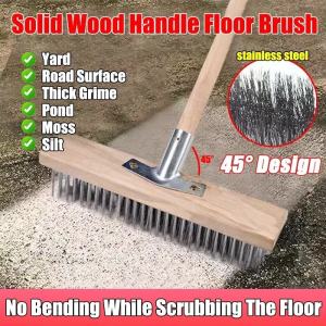 20/30/50CM Stainless Steel Wire Brush Floor Scrub Brush Heavy Duty For Bristle Iron Pool Garage Patio Garden Moss Cleaning
