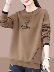 Fashionable round Neck Sweatshirt Womens Spring Autumn Loose Style Ageless Korean Version Long Sleeve Comfortable Top