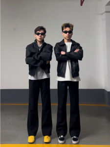 Cleanfit High Waist Straight Leg Jeans Mens plus Size Leg Lengthening Pants Autumn Slimming Tapered Cuffed Denim