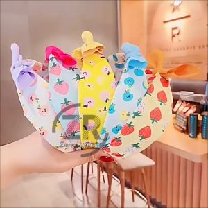 Bando Korea Anak Perempuan Aksen Ikat Pita Kartun Buah Aksesoris Bandana Rambut Lucu Kekinian AK223 ZIORRA