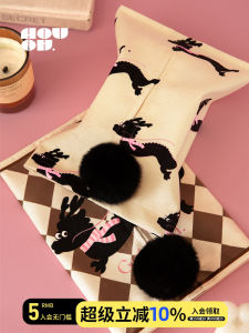 Modern Minimalist Home Use Living Room Tea Table Tissue Box Car Mounted Office Ins Style Tissue Bag Plaid Pattern Velvet Material