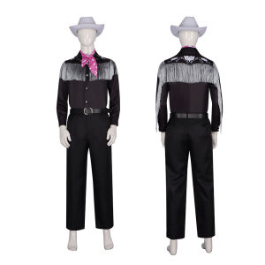 KEN Cosplay Costume with Hat Cowboy With Scarf Western Long Sleeve Fringe Shirt Halloween Cosplay For Mens B
