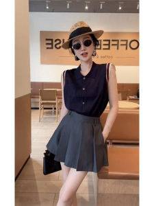 YUEZHONGWEI | French Collar Ice Silk Linen Knit Vest