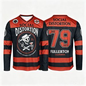 52TOYS | Áo Dài Tay Nam Khúc Côn Cầu Jersey Đen Đỏ Ban Nhạc Punk Rock Fan Áo Thun Thể Thao Thông Thường Dành Cho Nam Họ Phù Hợp Với 14 +