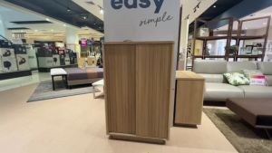 ตู้เหรียญ SB FURNITURE สีไม้อ่อน ขนาด 80x40x120 ซม. (ตู้รองเท้า SB Design Square VALLEY)