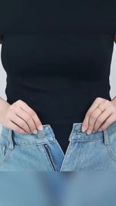 AUK. Jeans Extender Elastic Extended Buttons Adjustable Clothes Waist Belt Extension Snap Buckle