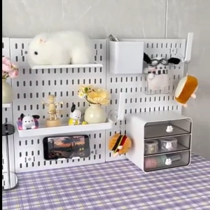 Ready Stock Modular Gaming Pegboard Set Wall Organizer Storage Rack Rak Gantung Lekat Dinding Wall Mounted Meja Belajar Hanging Wall Holder Hiasan Tray Desktop Simpanan Kemas DIY Aksesori Streamer Setup Hostel Office Study Room Bedroom Entryway Asrama