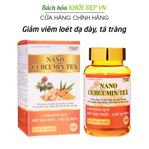Viên tinh nghệ Nano Curcumin Tex Tam Thất Xạ Đen trinh nữ hoàng cung giảm viêm loét dạ dày tá tràng khó tiêu đau thượng vị - Chai 30 viên