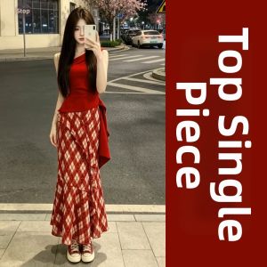 LIRUSHAN | Artistic Students Bright Wear Red Dress Ensemble Unique Beautiful Plaid Maxi Dress