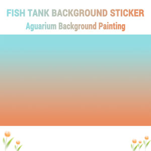 Blue Orange Gradient Fish Tank Background Painting Aquarium Background Sticker HD Front Self-Adhesive Landscape Ornaments