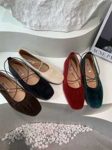 Ultra Soft Ballet Flat Shoes round Toe Velvet Slip-On Flats Comfortable Soft Bottom Fashionable Commute Ready Spring Summer