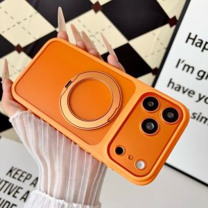 Luxury Fold Metal Ring Holder For Magsafe Case For iPhone 17 Pro Max 16 15 Pro 14 13 Case Magnetic Matte Bumper PC Cover Funda