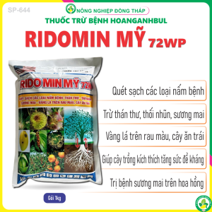Thuốc Trừ Bệnh HOANGANHBUL 72WP Hiệu RIDOMIN MỸ 72WP – Quét sạch các loại nấm bệnh: Thán Thư-Thối Nhũn-Sương Mai-Vàng Lá Trên Rau Màu Cây Ăn Trái (Gói 1Kg)