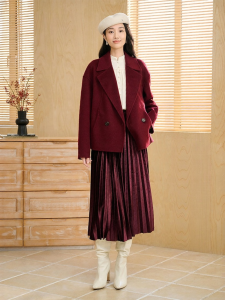 YINER | Notch Collar Merino Wool and Cashmere Blend Double-Faced Coat